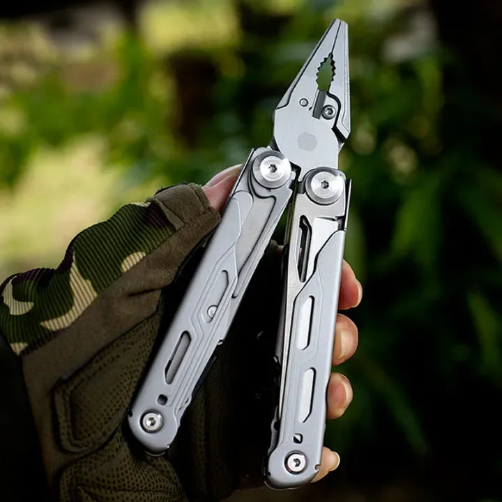 12-in-1 stainless steel survival multi-tool for camping