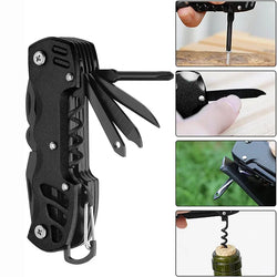 A person holding the multitool pocket knife for size reference