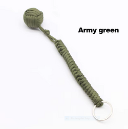 Self-defense keychain with steel ball and nylon rope