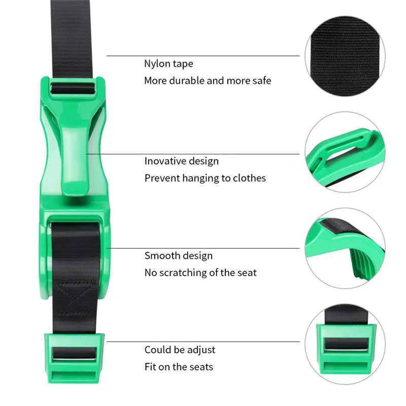 Close-up view of the car seat belt adjuster showing its functionality for pregnant women.