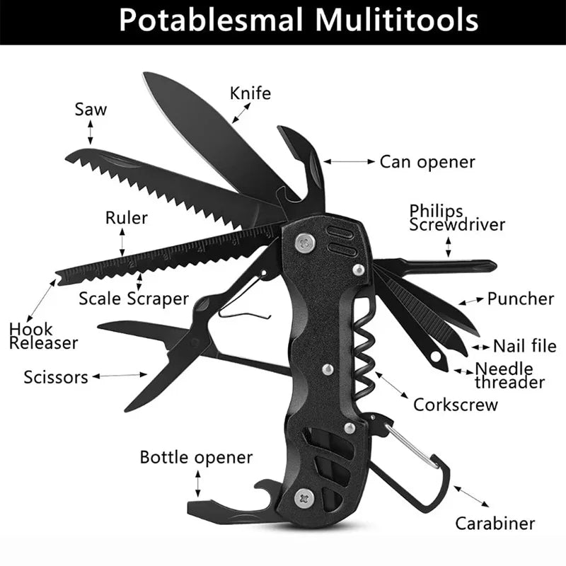 Folded multitool pocket knife showing its compact design