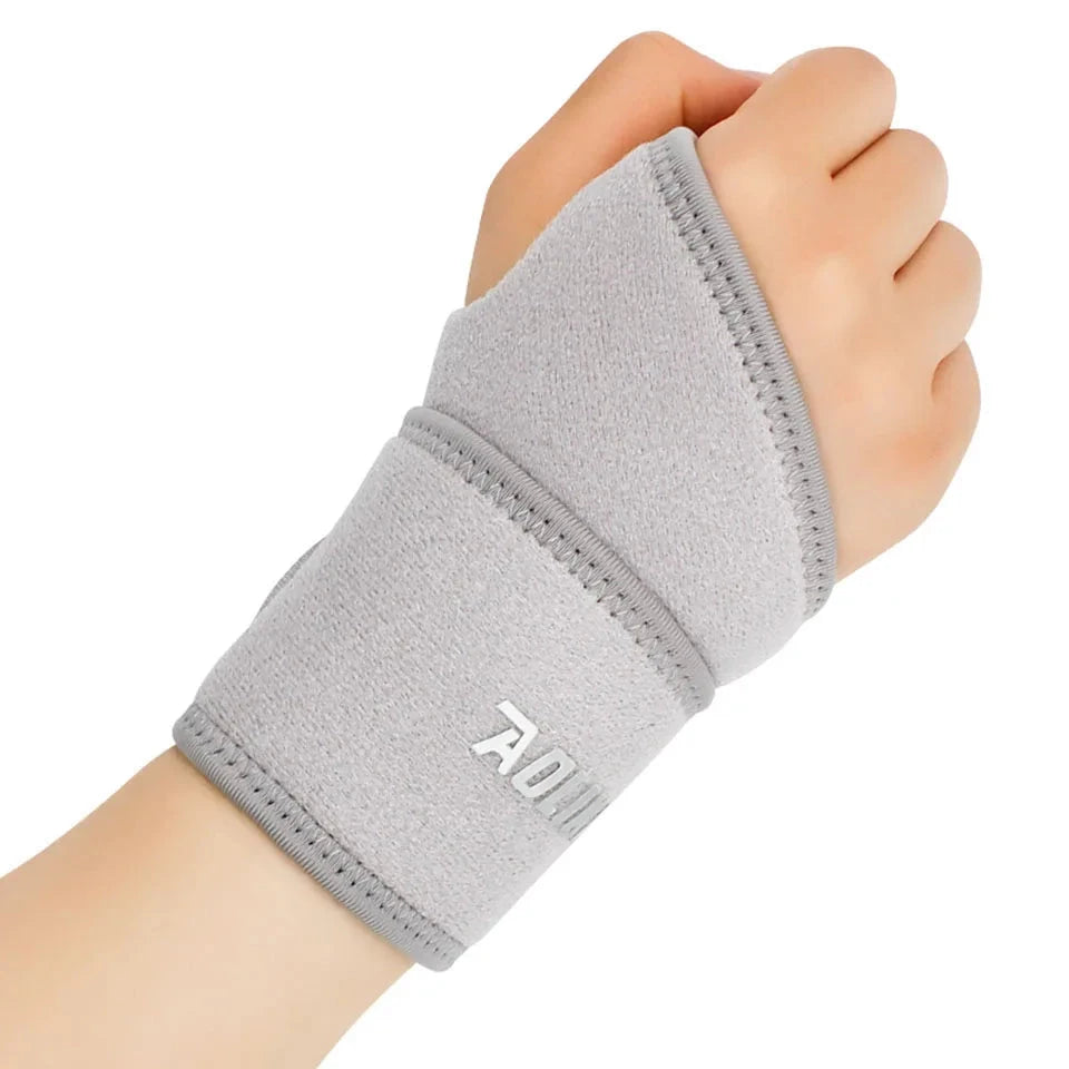 Elastic wrist support for arthritis and pain relief.