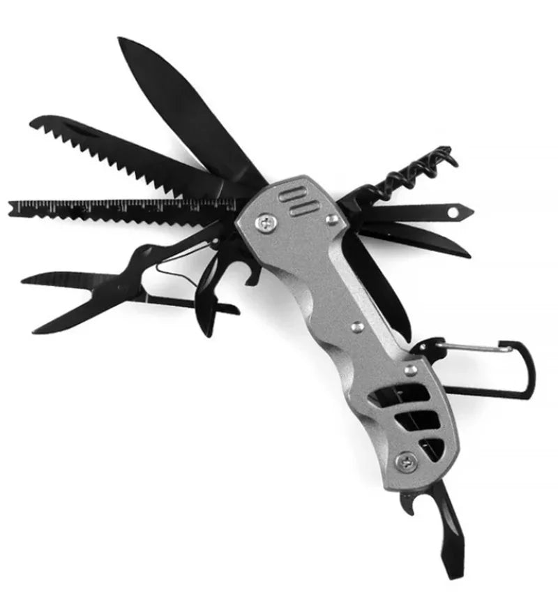 Multitool pocket knife as a hiking accessory for outdoor use
