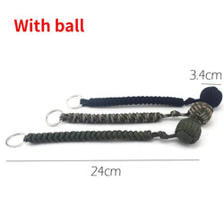 Self-defense keychain with steel ball and nylon rope