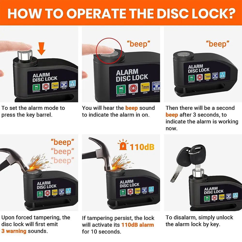 Anti-theft disc lock for bikes with alarm