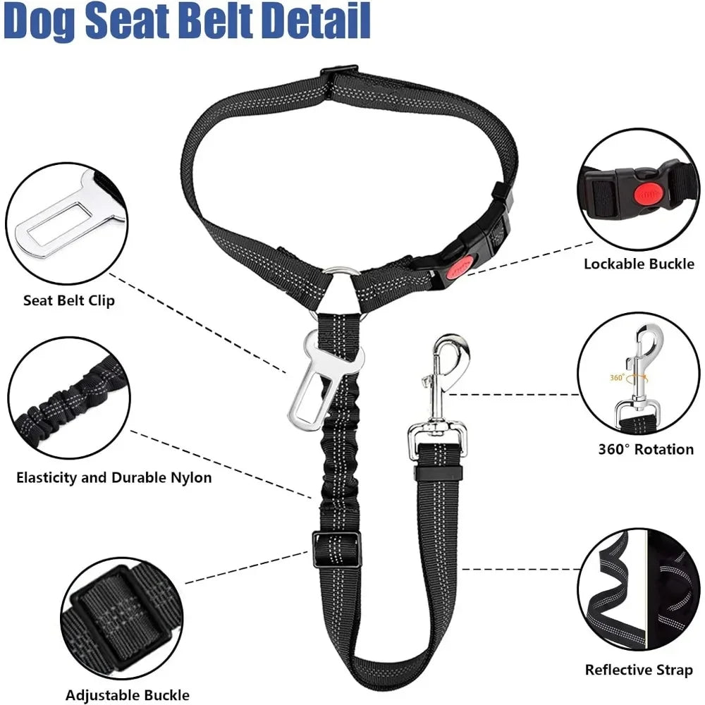 Adjustable dog car seatbelt for safe and secure car rides