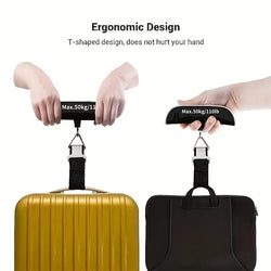 Portable luggage scale with durable strap and LCD display.