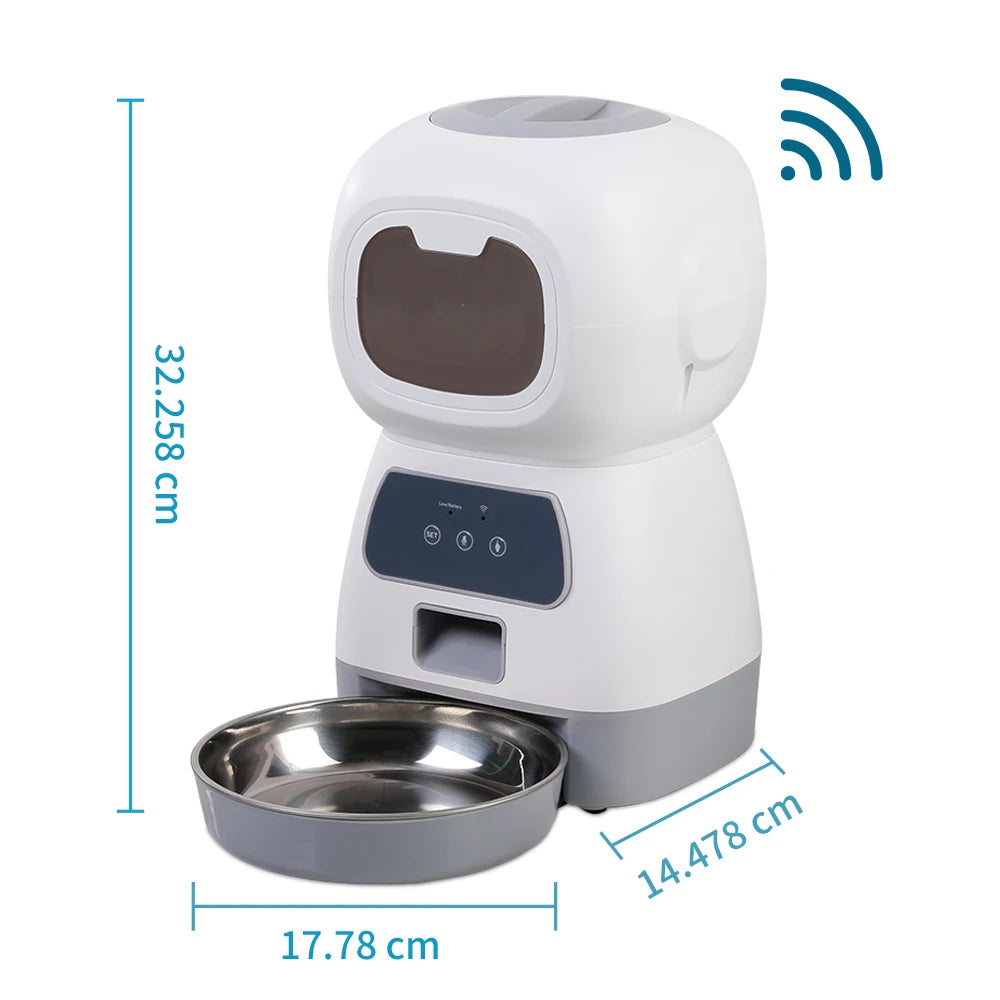 Smart pet feeder with voice recorder and remote control