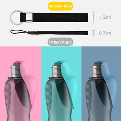 Portable dog water bottle for pet hydration on the go.