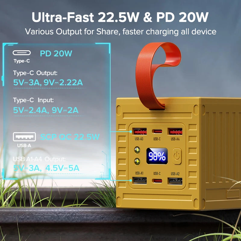 60000mAh power bank for camping and hiking