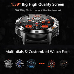 Heart rate and blood pressure smartwatch with Bluetooth.