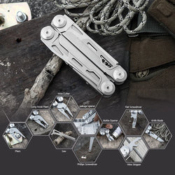 12-in-1 stainless steel survival multi-tool for camping