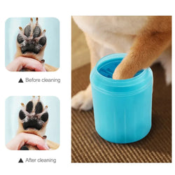 Dog paw cleaner and pet paw washer for muddy paws.