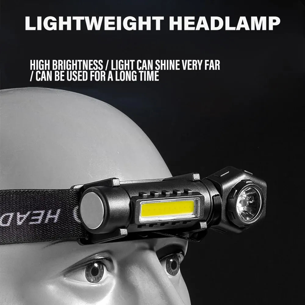 Rechargeable LED headlamp with magnetic tail