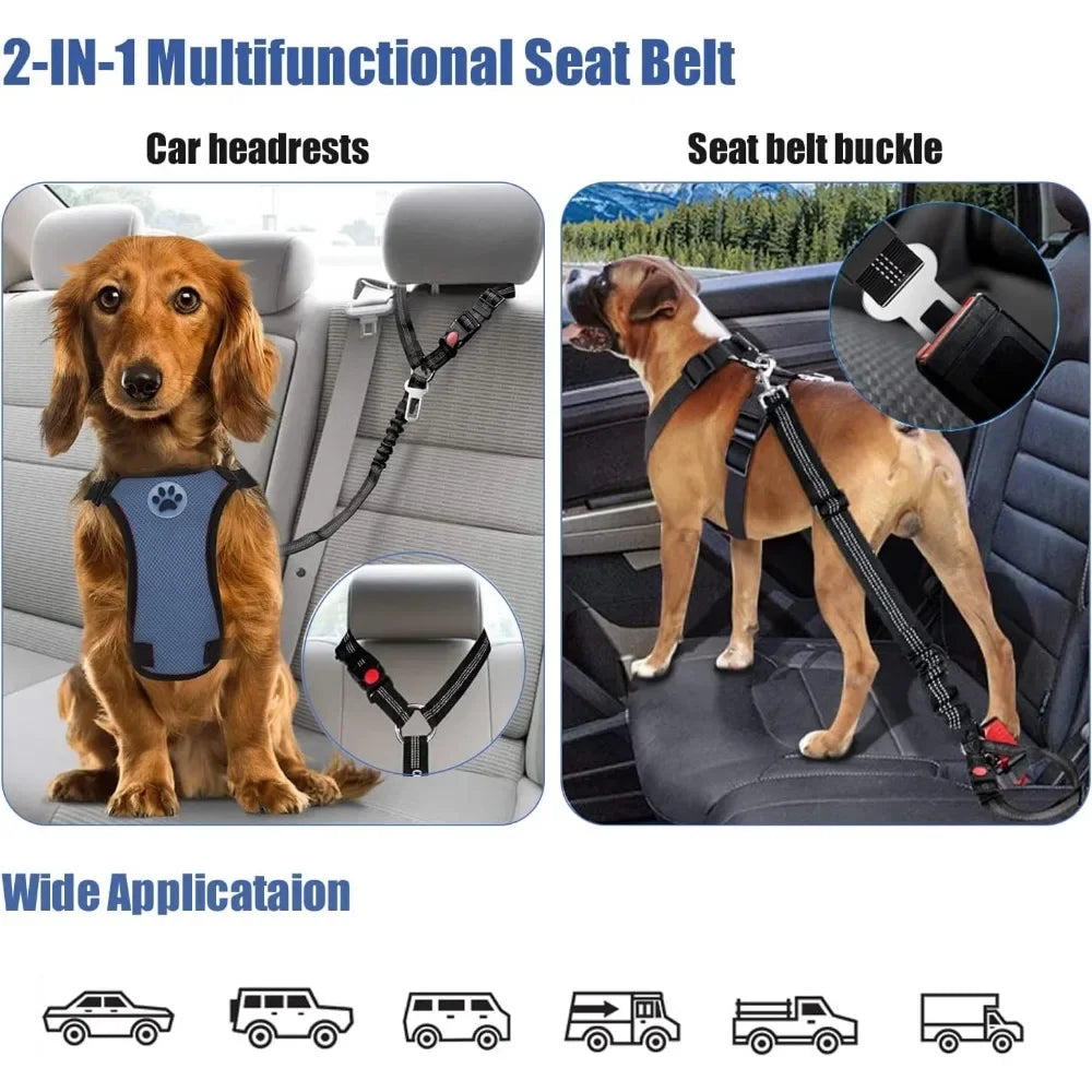 Adjustable dog car seatbelt for safe and secure car rides