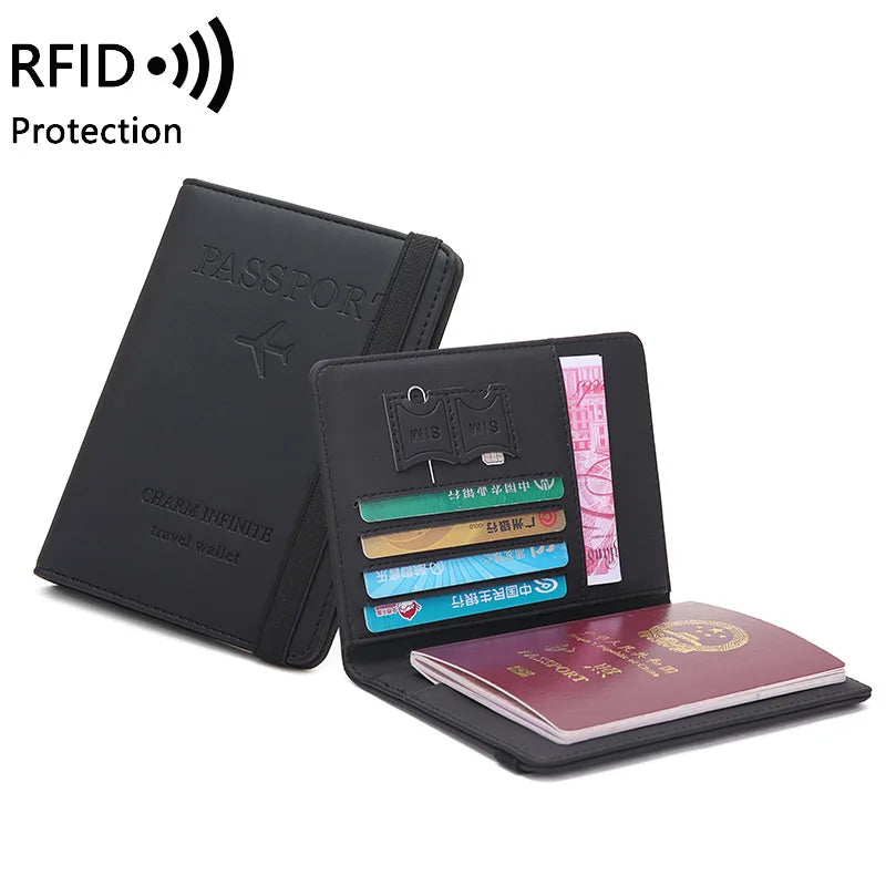 RFID travel passport wallet with credit card protection.