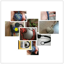 Self-defense keychain with steel ball and nylon rope