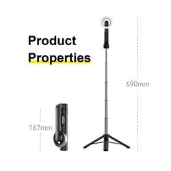 Magnetic selfie stick tripod with Bluetooth for smartphones