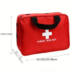 Portable first aid bag with 184 essential medical items.