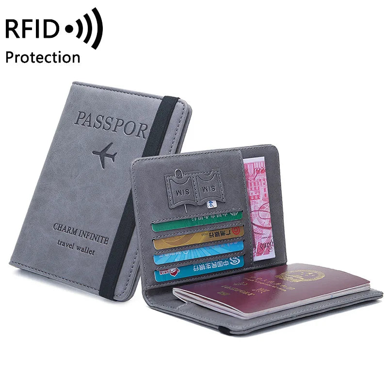 RFID travel passport wallet with credit card protection.