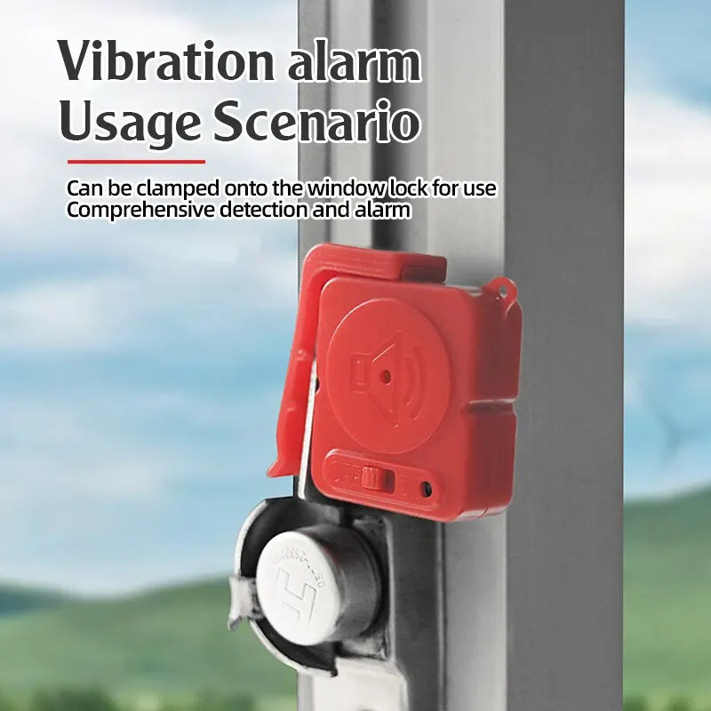 Portable anti-theft alarm with 120dB vibration sensor.