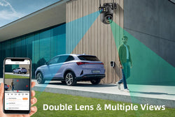 Dual lens WiFi PTZ camera with motion detection.