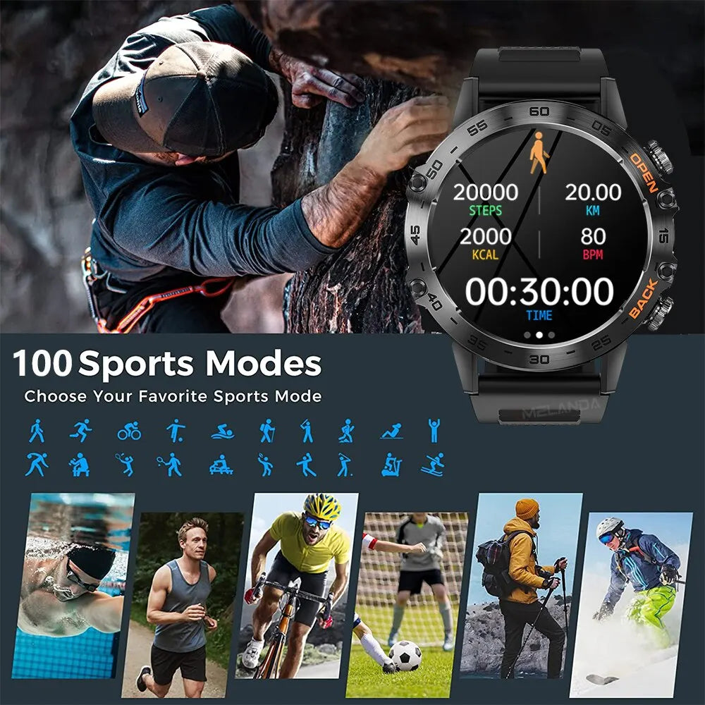 Heart rate and blood pressure smartwatch with Bluetooth.