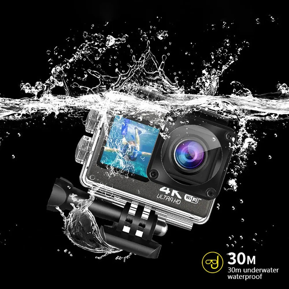 5K dual screen action camera with remote control