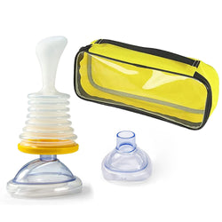 Choking emergency device for quick airway relief.