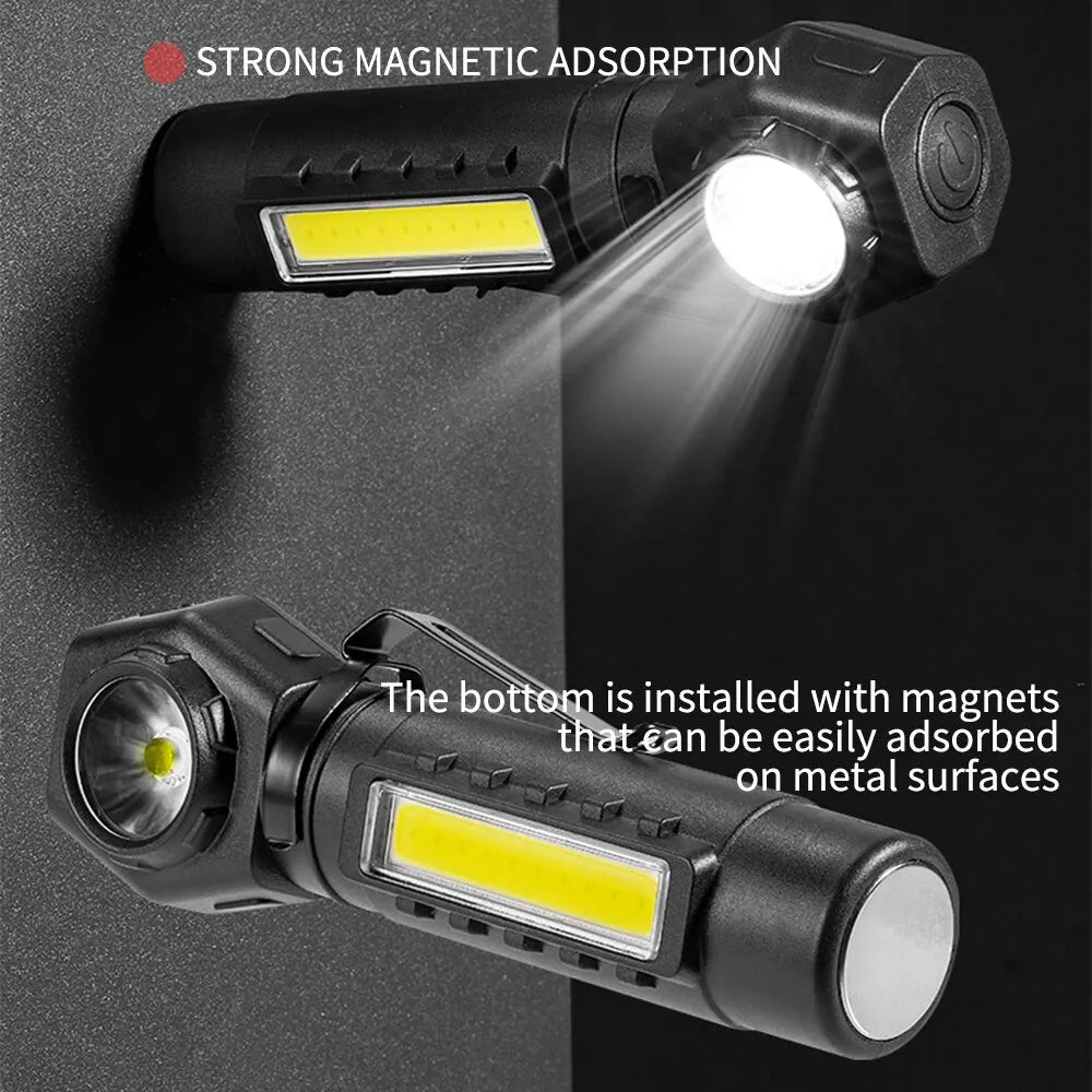 Rechargeable LED headlamp with magnetic tail