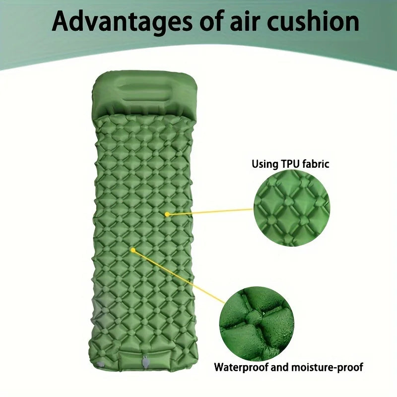 Camping mattress with air pump for outdoor comfort