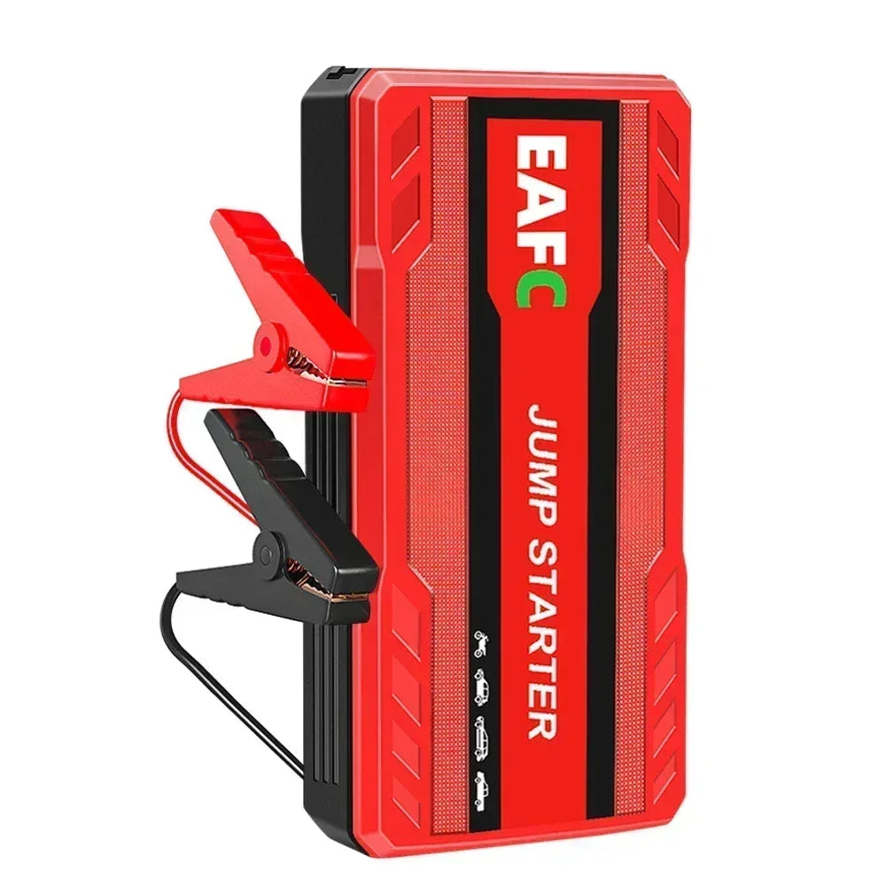 Portable jump starter for petrol and diesel cars.