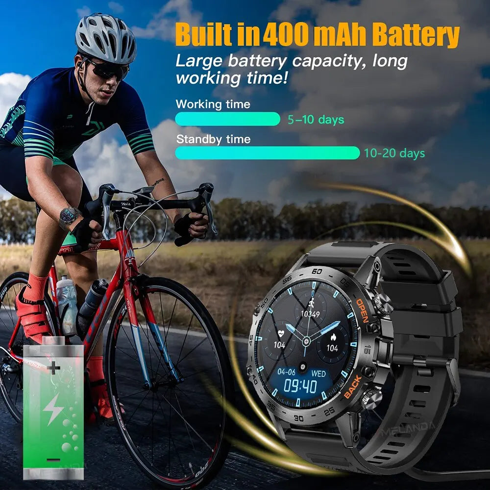 Heart rate and blood pressure smartwatch with Bluetooth.