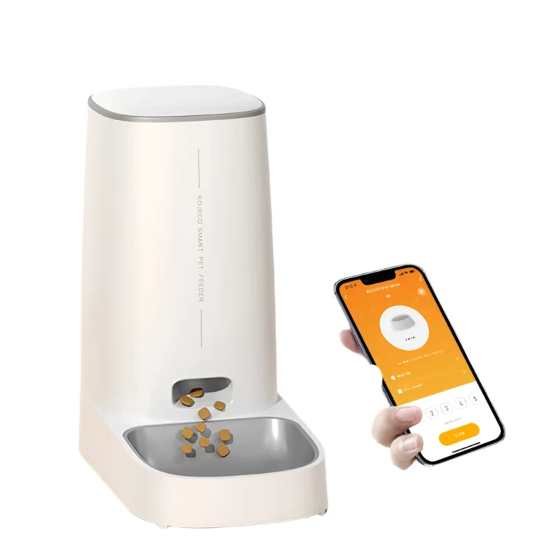 Smartphone-controlled pet feeder for cats and dogs