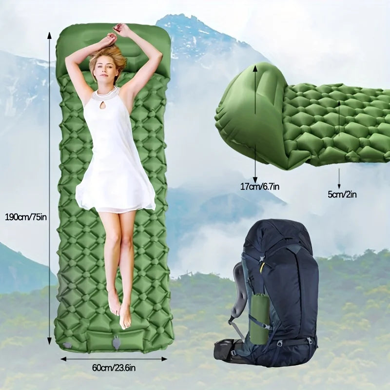 Camping mattress with air pump for outdoor comfort