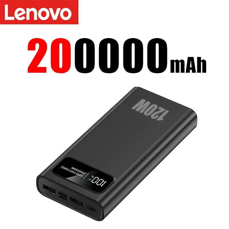 Lenovo 200000mAh Fast Charging Power Bank for iPhone, Xiaomi, Samsung