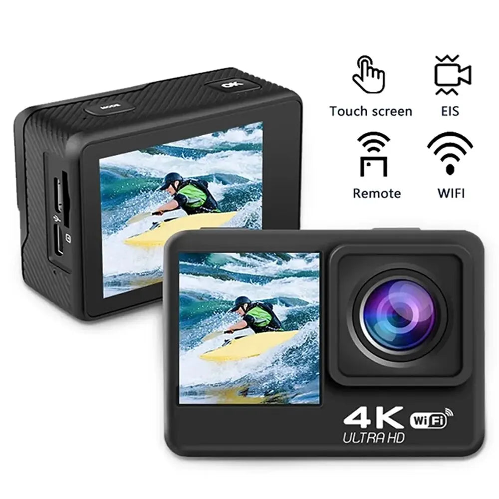 5K dual screen action camera with remote control