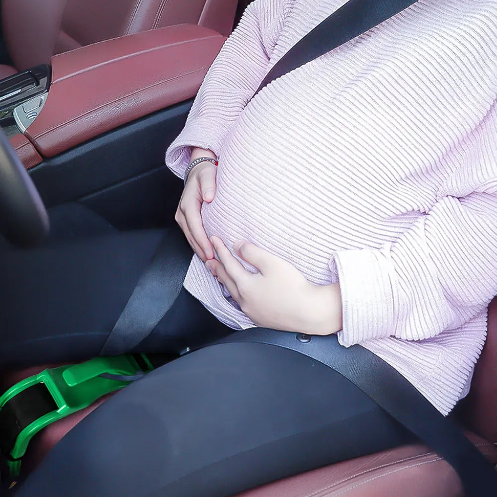 Safety features of the car seat belt designed for pregnant women.
