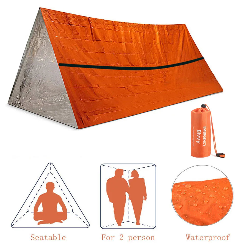 Portable waterproof survival tent, heat-preservative.