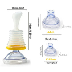 Choking emergency device for quick airway relief.