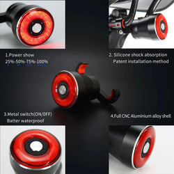 Smart rear LED bicycle light with brake sensing