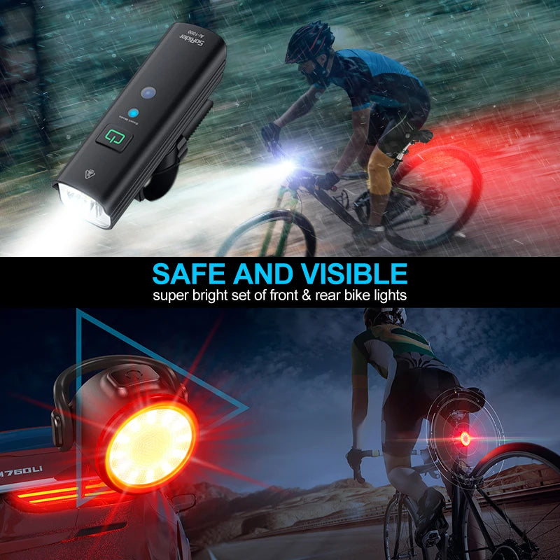 USB rechargeable waterproof bike lamp set