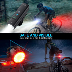 USB rechargeable waterproof bike lamp set