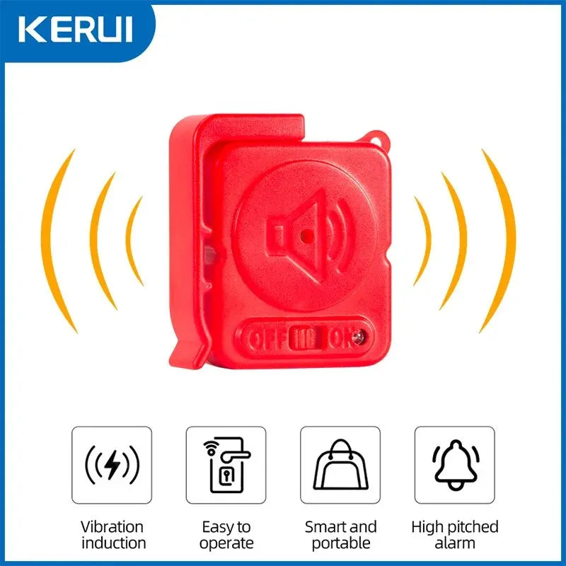 Portable anti-theft alarm with 120dB vibration sensor.