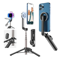 Magnetic selfie stick tripod with Bluetooth for smartphones