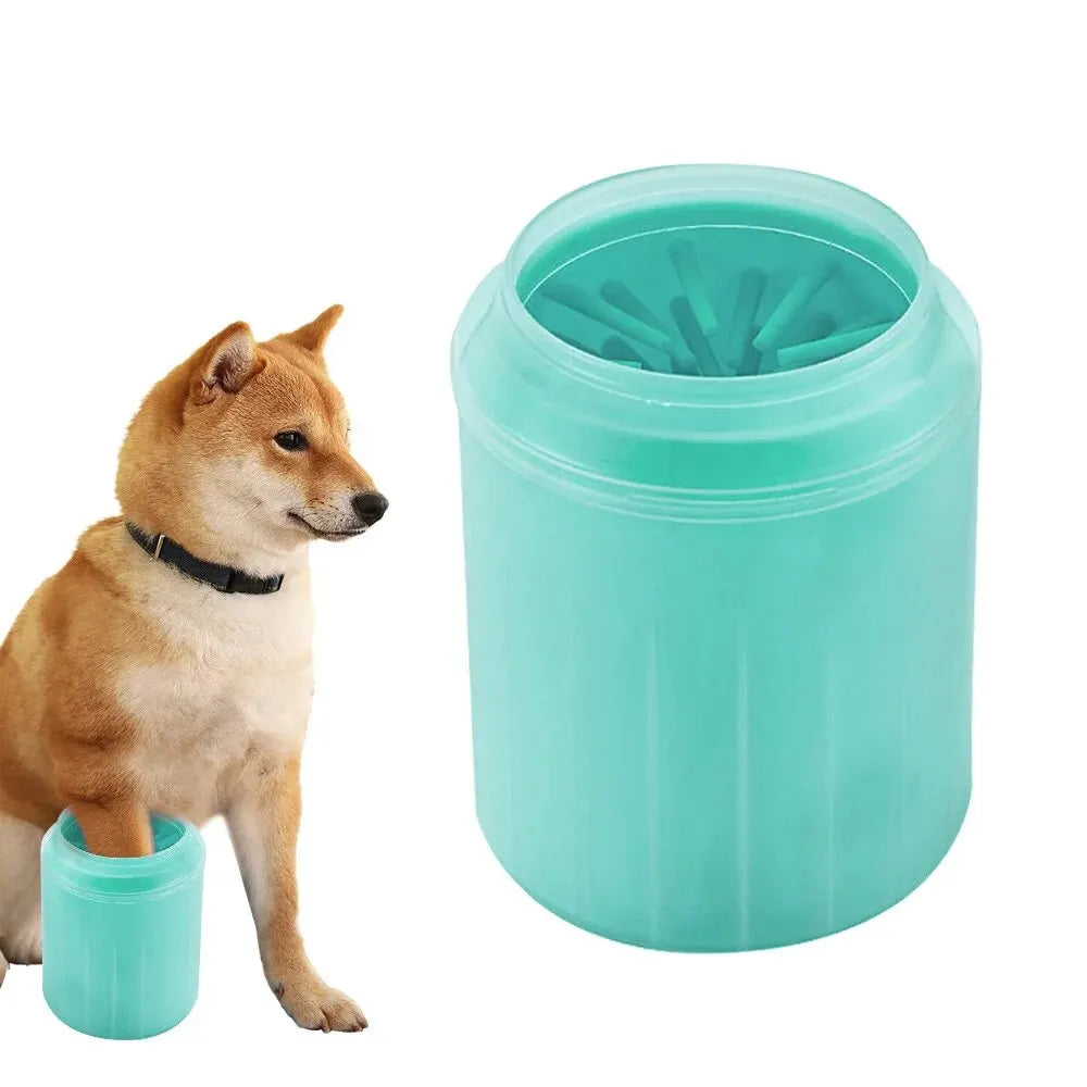 Dog paw cleaner and pet paw washer for muddy paws.