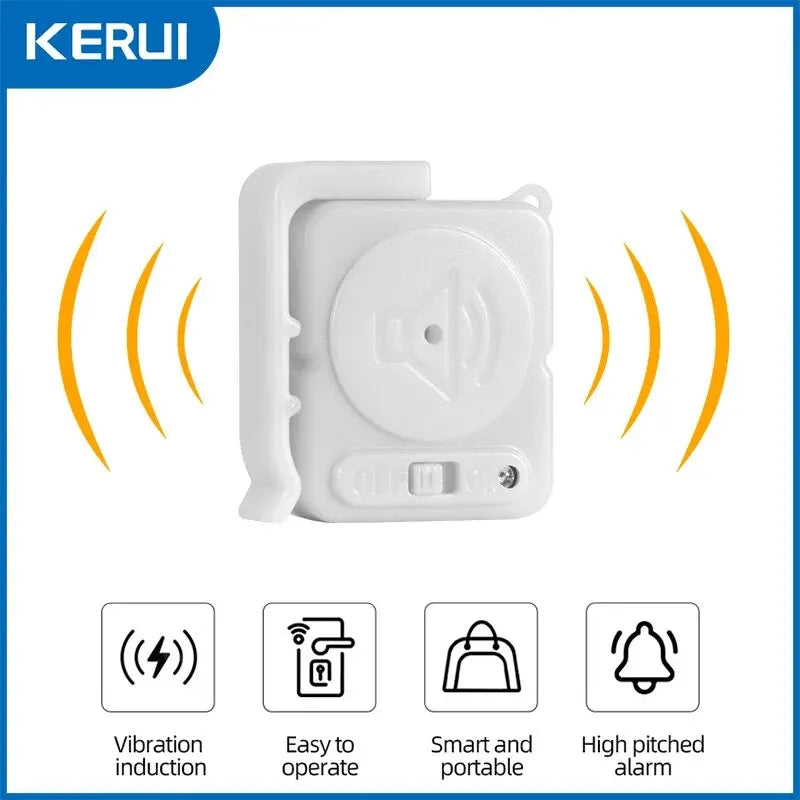 Portable anti-theft alarm with 120dB vibration sensor.