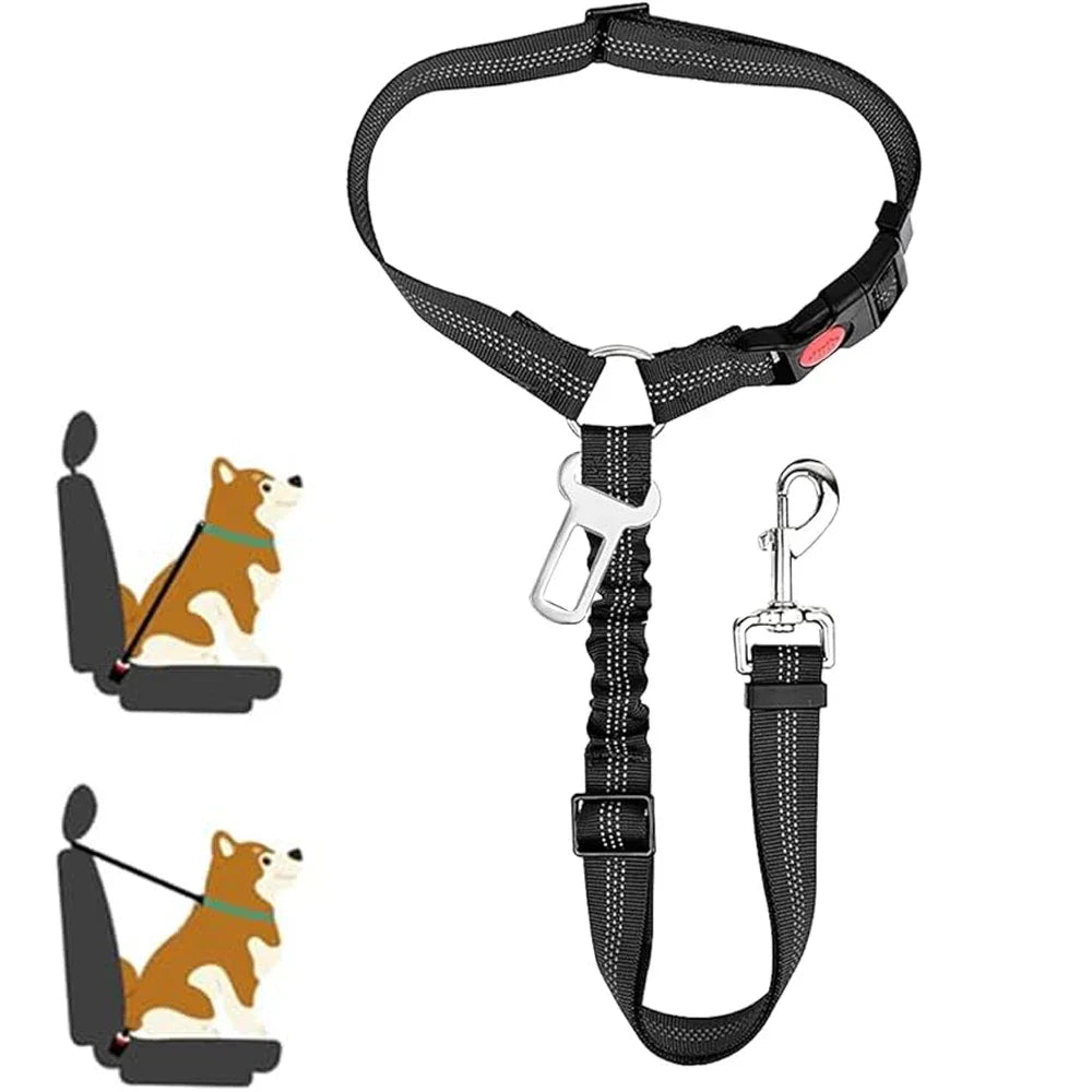 Adjustable dog car seatbelt for safe and secure car rides