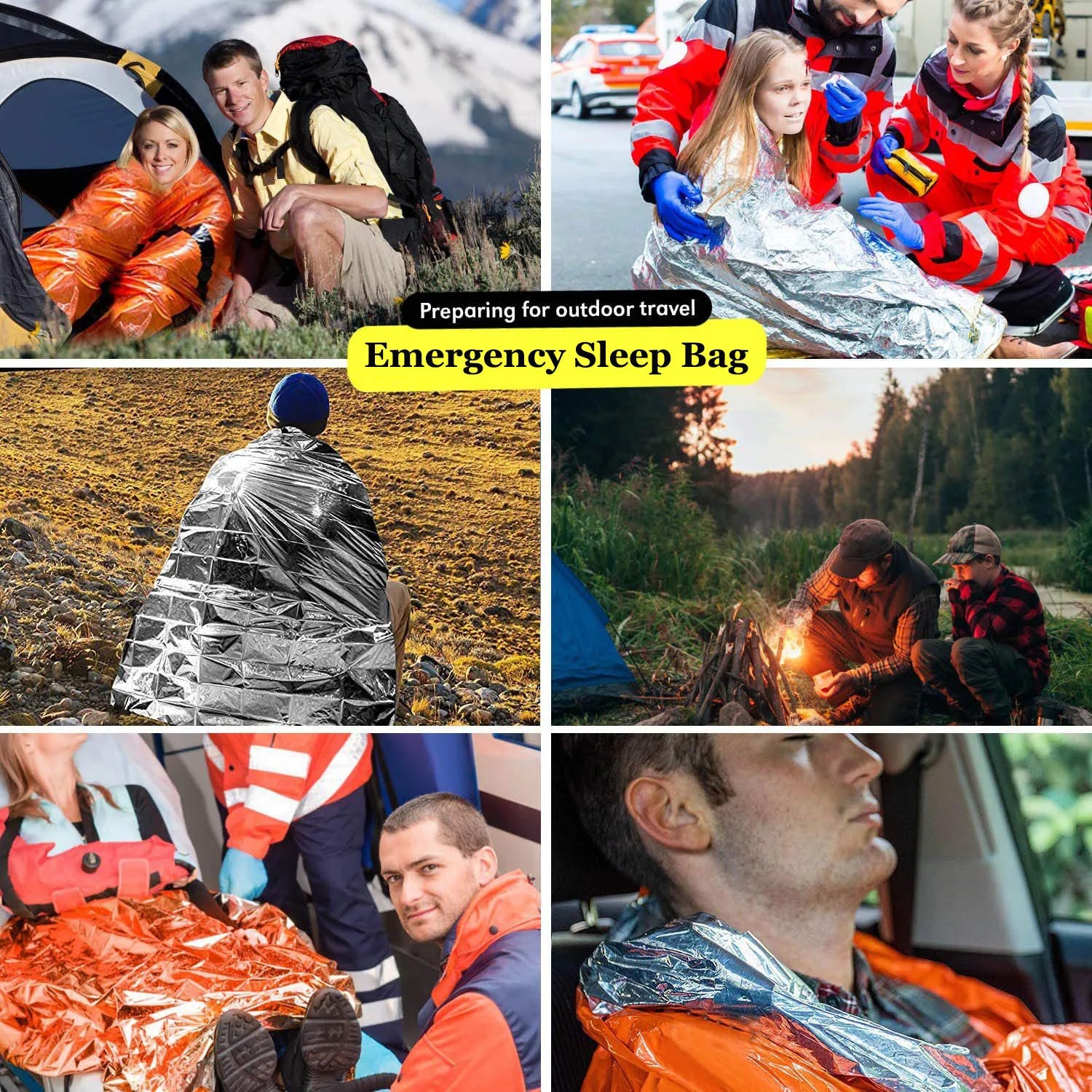 Emergency survival sleeping bag for outdoor safety