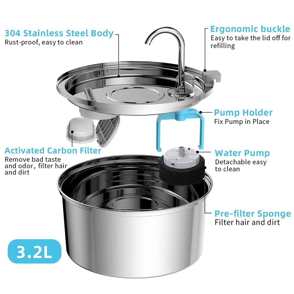 Silent operation feature of the smart pet water feeder.
